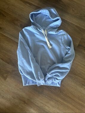 Madewell Light Blue Cropped Hoodie with Drawstring